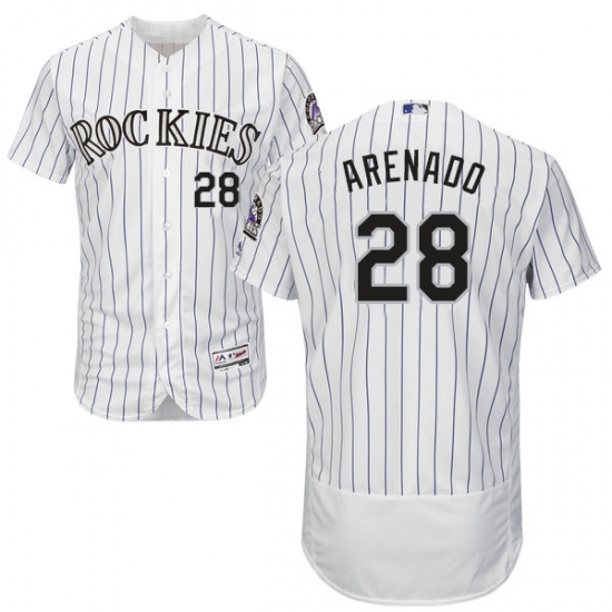 Men's Majestic Colorado Rockies #28 Nolan Arenado White Home Flex Base Authentic Collection MLB Jersey - Ujersey