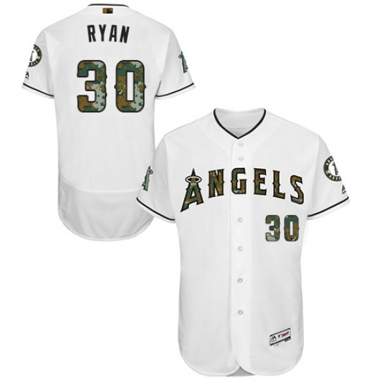 Men's Majestic Los Angeles Angels of Anaheim #30 Nolan Ryan Authentic White 2016 Memorial Day Fashion Flex Base MLB Jersey - Ujersey