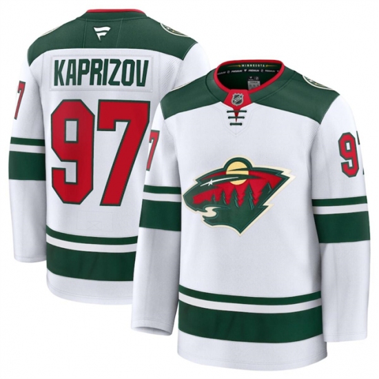 Men's Minnesota Wild #97 Kirill Kaprizov White 2024-25 Away Stitched Hockey Jersey - Ujersey