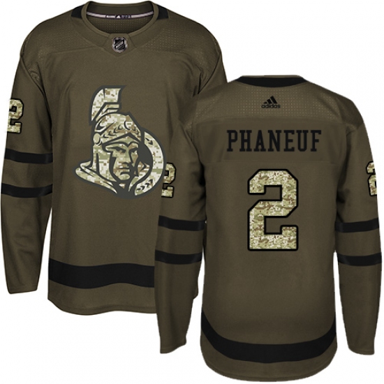 Men's Adidas Ottawa Senators #2 Dion Phaneuf Premier Green Salute to Service NHL Jersey - Ujersey