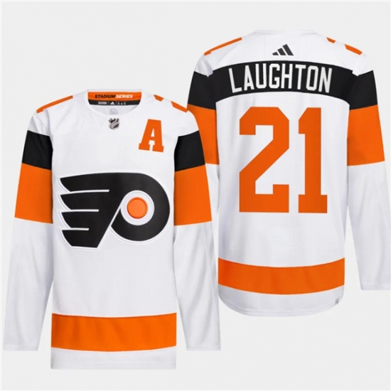 Men's Philadelphia Flyers #21 Scott Laughton White 2024 Stadium Series Stitched Jersey - Ujersey