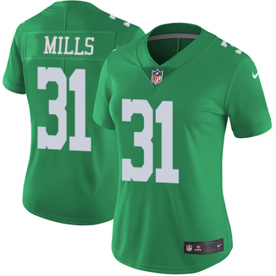 Women's Nike Philadelphia Eagles #31 Jalen Mills Limited Green Rush Vapor Untouchable NFL Jersey - Ujersey