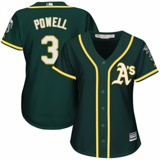 Women's Majestic Oakland Athletics #3 Boog Powell Replica Green Alternate 1 Cool Base MLB Jersey - Ujersey