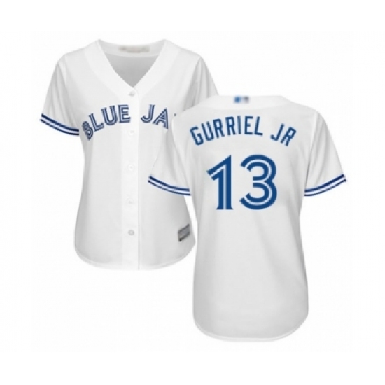 Women's Toronto Blue Jays #13 Lourdes Gurriel Jr. Authentic White Home Baseball Player Jersey - Ujersey