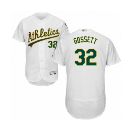 Men's Oakland Athletics #32 Daniel Gossett White Home Flex Base Authentic Collection Baseball Player Jersey - Ujersey