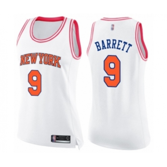 Women's New York Knicks #9 RJ Barrett Swingman White Pink Fashion Basketball Jersey - Ujersey