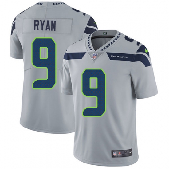Men's Nike Seattle Seahawks #9 Jon Ryan Grey Alternate Vapor Untouchable Limited Player NFL Jersey - Ujersey