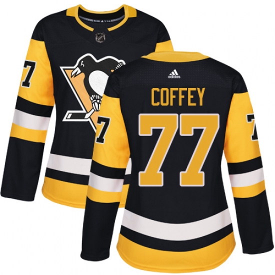 Women's Adidas Pittsburgh Penguins #77 Paul Coffey Authentic Black Home NHL Jersey - Ujersey