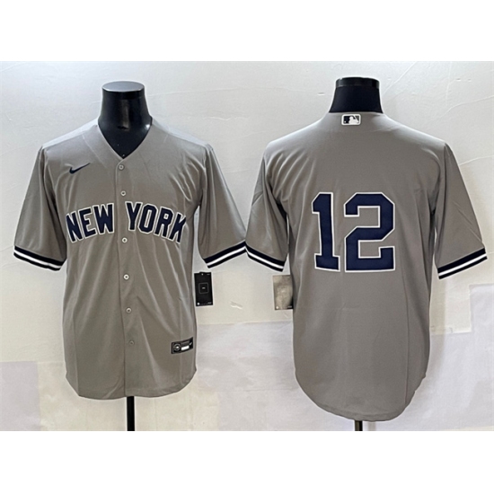 Men's New York Yankees #12 Trent Grisham Grey Cool Base Stitched Baseball Jersey - Ujersey
