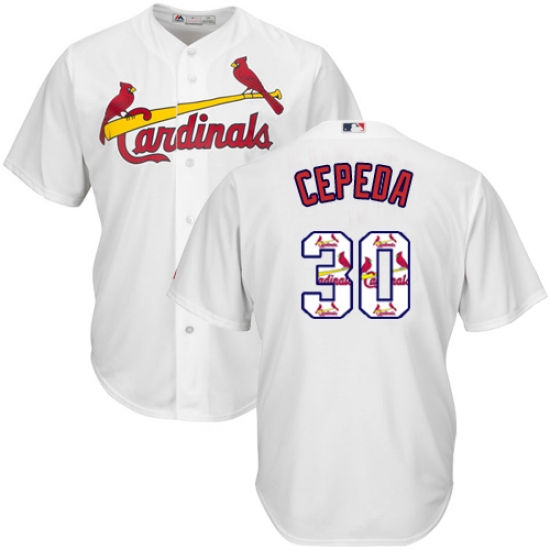 Men's Majestic St. Louis Cardinals #30 Orlando Cepeda Authentic White Team Logo Fashion Cool Base MLB Jersey - Ujersey