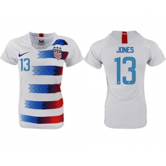Women's USA #13 Jones Home Soccer Country Jersey