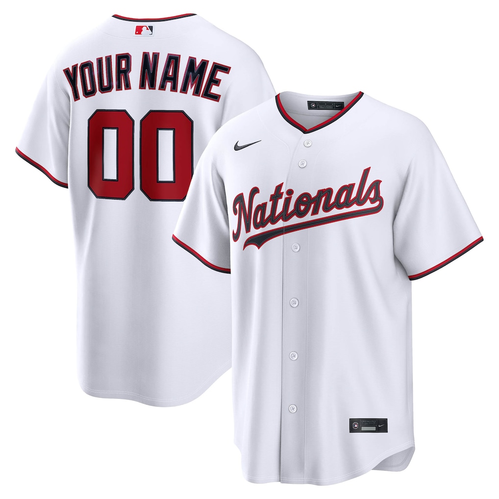 Men's Washington Nationals Nike White Home Replica Custom Jersey - Ujersey NHL