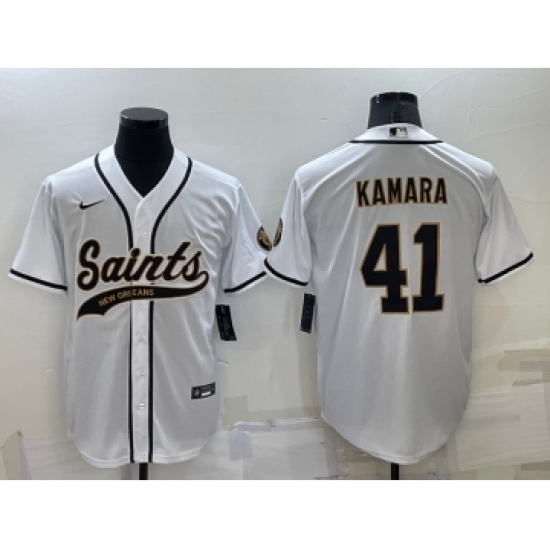 Men's New Orleans Saints #41 Alvin Kamara White Stitched MLB Cool Base Nike Baseball Jersey - Ujersey