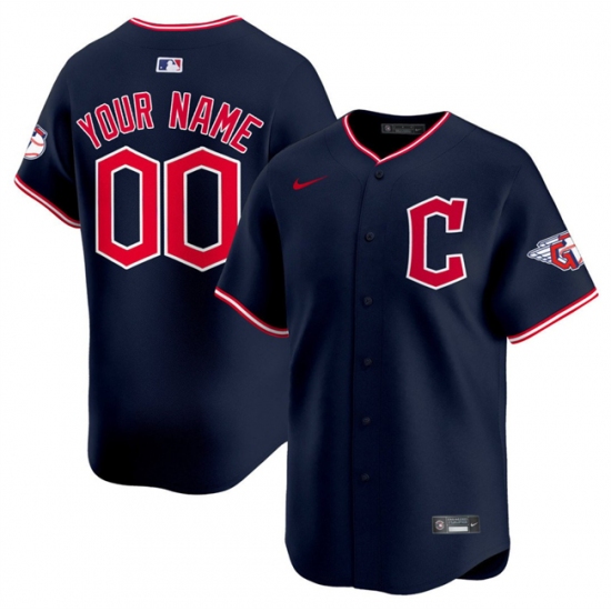 Men's Cleveland Guardians Active Player Custom Navy 2025 Alternate Limited Stitched Baseball Jersey - Ujersey