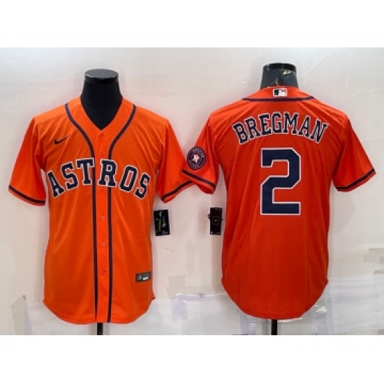 Men's Houston Astros #2 Alex Bregman Orange With Patch Stitched MLB Cool Base Nike Jersey - Ujersey