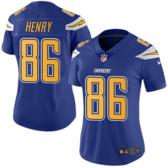 Women's Nike Los Angeles Chargers #86 Hunter Henry Limited Electric Blue Rush Vapor Untouchable NFL Jersey - Ujersey