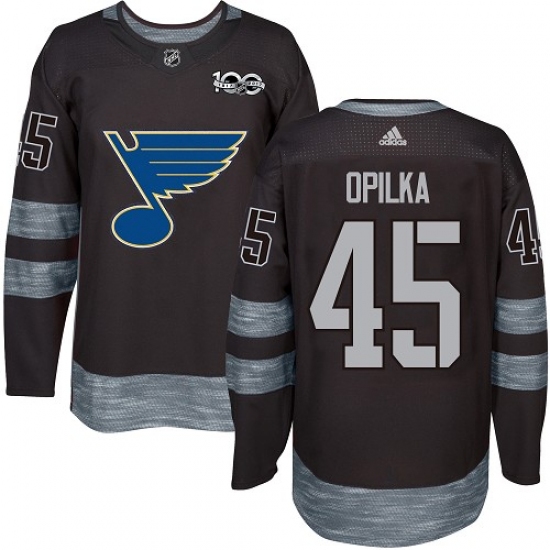 Men's Adidas St. Louis Blues #45 Luke Opilka Authentic Black 1917-2017 100th Anniversary NHL Jersey - Ujersey