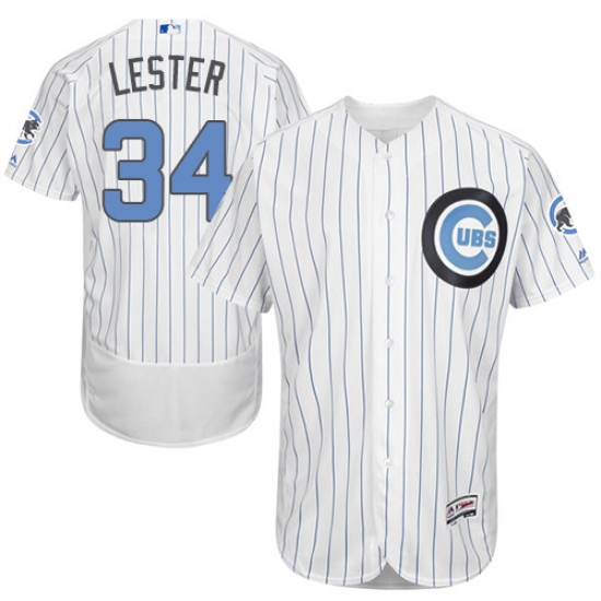 Men's Majestic Chicago Cubs #34 Jon Lester Authentic White 2016 Father's Day Fashion Flex Base MLB Jersey - Ujersey