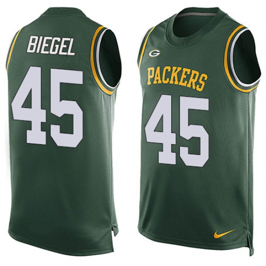 Men's Nike Green Bay Packers #45 Vince Biegel Limited Green Player Name & Number Tank Top NFL Jersey - Ujersey