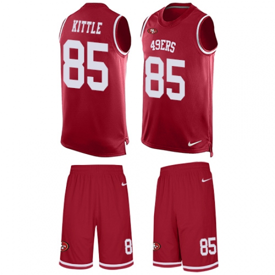 Men's Nike San Francisco 49ers #85 George Kittle Limited Red Tank Top Suit NFL Jersey - Ujersey