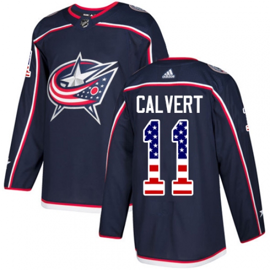 Men's Adidas Columbus Blue Jackets #11 Matt Calvert Authentic Navy Blue USA Flag Fashion NHL Jersey - Ujersey