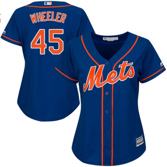 Women's Majestic New York Mets #45 Zack Wheeler Authentic Royal Blue Alternate Home Cool Base MLB Jersey - Ujersey