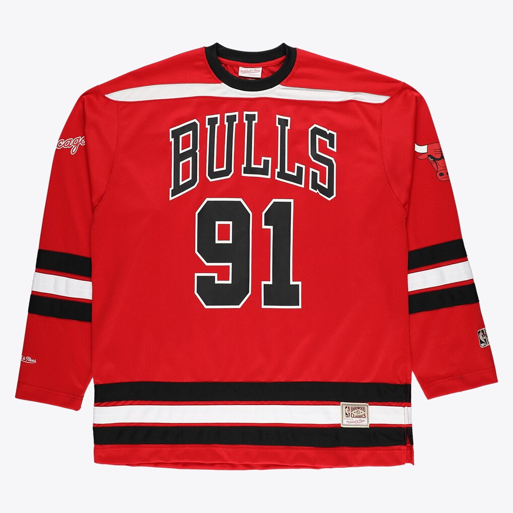 Men's Chicago Bulls Dennis Rodman Mitchell & Ness Red Big & Tall NBA Hockey Jersey - Ujersey