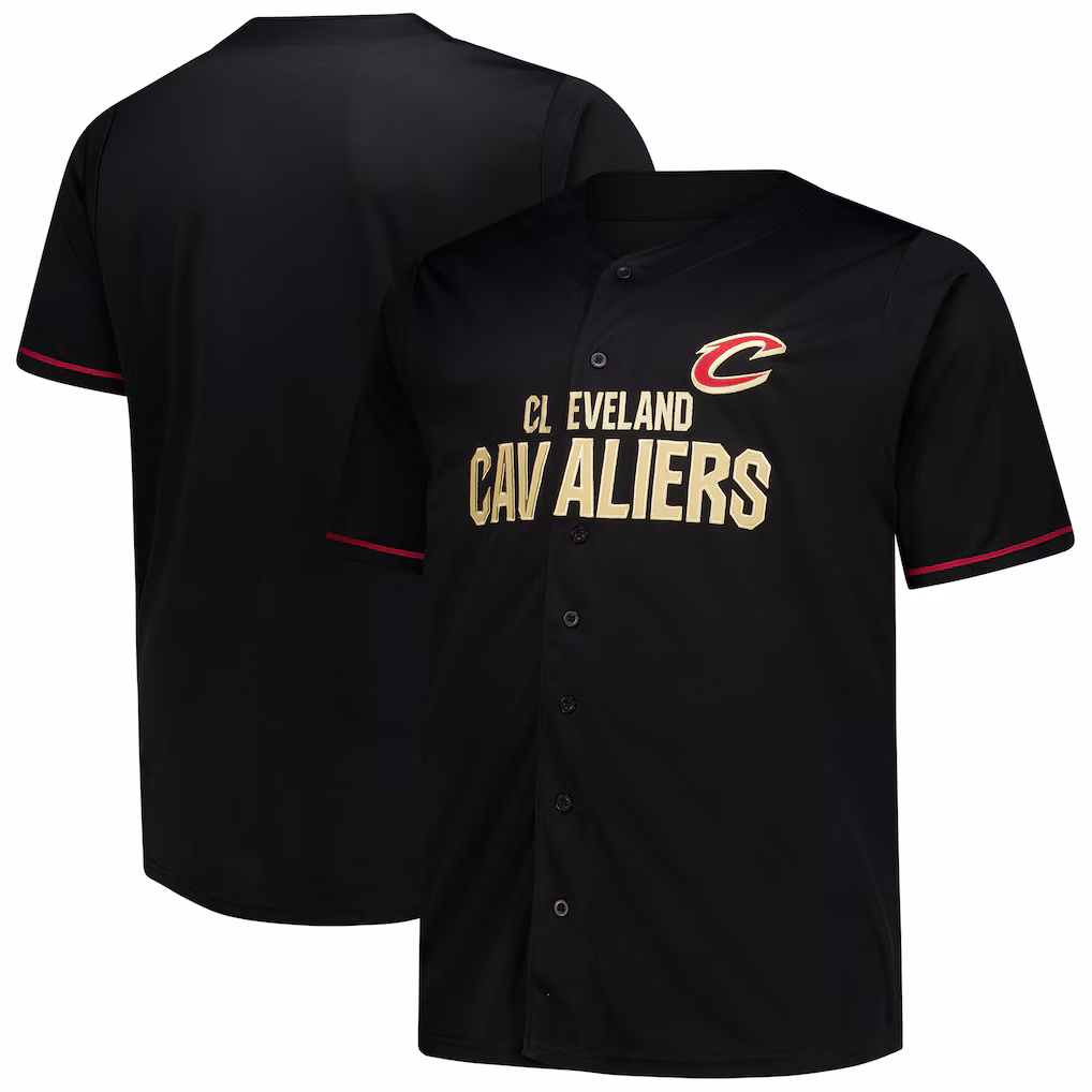 Men's Cleveland Cavaliers Fanatics Black Big & Tall Pop Full-Button Jersey - ujerseystore