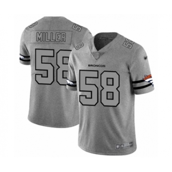 Men's Denver Broncos #58 Von Miller Gray Team Logo Gridiron Limited Football Jersey - Ujersey