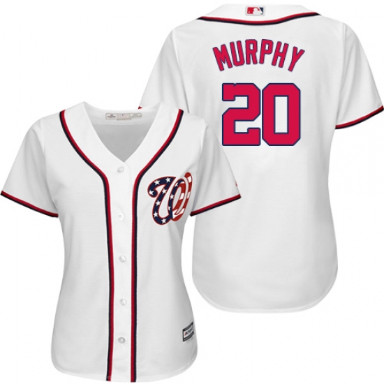Women's Majestic Washington Nationals #20 Daniel Murphy Authentic White Home Cool Base MLB Jersey - Ujersey