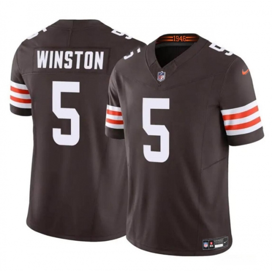 Men's Cleveland Browns #5 Jameis Winston Brown 2023 F.U.S.E Vapor Limited Football Stitched Jersey - Ujersey