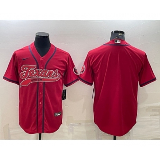 Men's Houston Texans Blank Red With Patch Cool Base Stitched Baseball Jersey - Ujersey