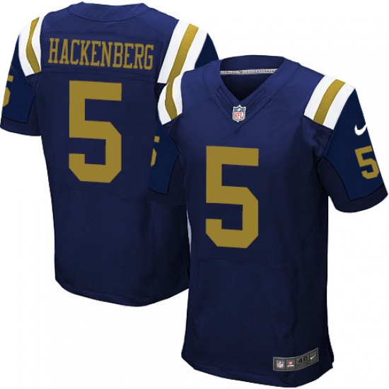 Men's Nike New York Jets #5 Christian Hackenberg Elite Navy Blue Alternate NFL Jersey - Ujersey