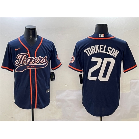 Men's Detroit Tigers #20 Spencer Torkelson Navy With Cool Base Stitched Baseball Jersey - Ujersey