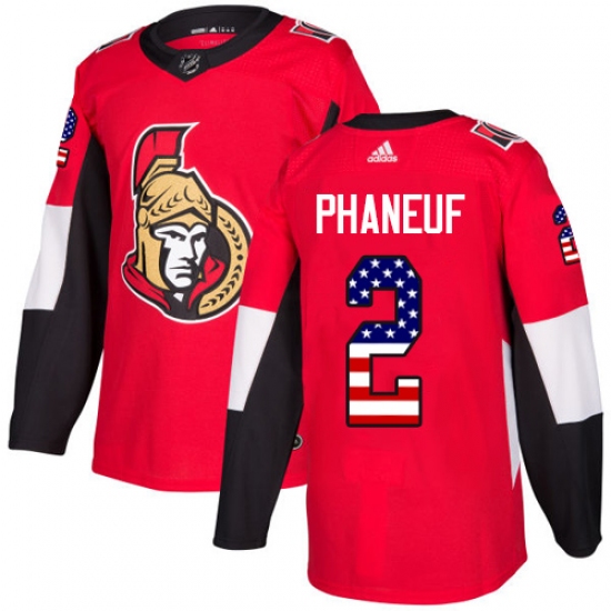 Men's Adidas Ottawa Senators #2 Dion Phaneuf Authentic Red USA Flag Fashion NHL Jersey - Ujersey