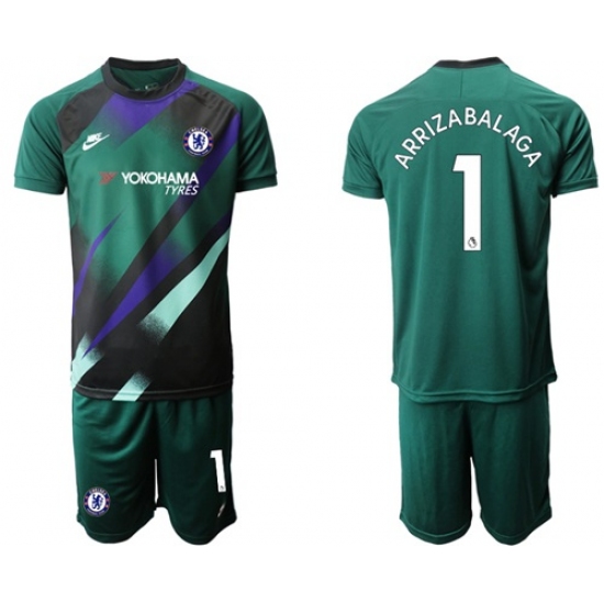 Chelsea #1 Arrizabalaga Green Goalkeeper Soccer Club Jersey