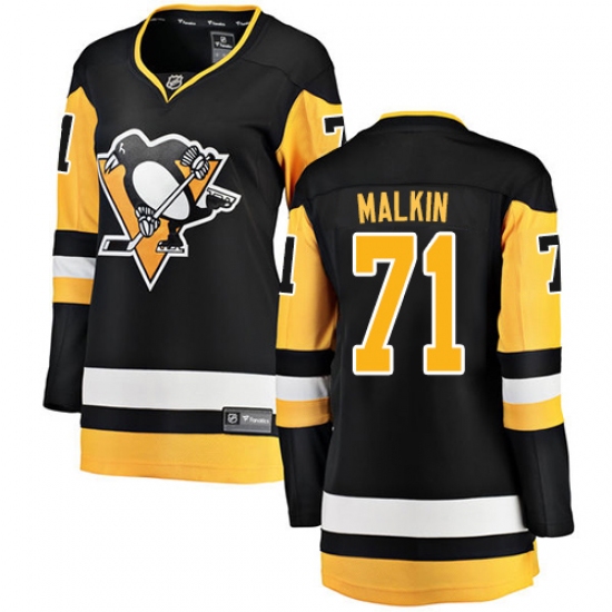 Women's Pittsburgh Penguins #71 Evgeni Malkin Fanatics Branded Black Home Breakaway NHL Jersey