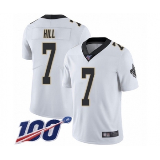 Men's New Orleans Saints #7 Taysom Hill White Vapor Untouchable Limited Player 100th Season Football Jersey - Ujersey