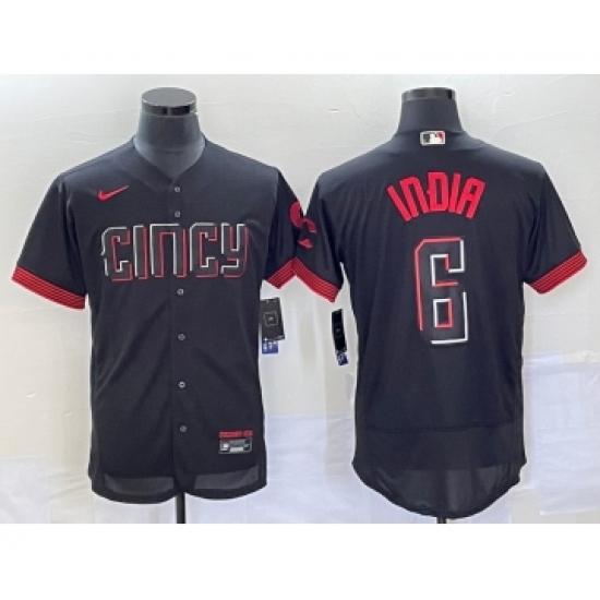 Men's Cincinnati Reds #6 Jonathan India Black 2023 City Connect Flex Base Stitched Jersey - Ujersey