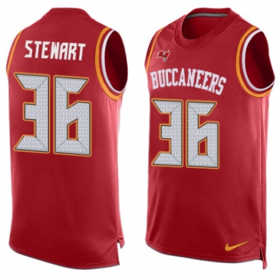 Men's Nike Tampa Bay Buccaneers #36 M.J. Stewart Limited Red Player Name & Number Tank Top NFL Jersey - Ujersey
