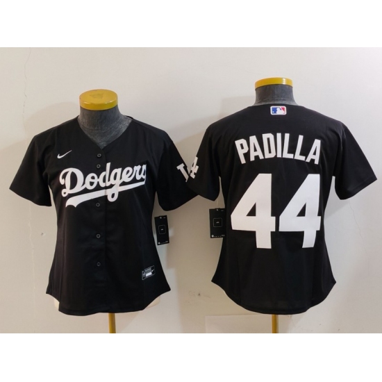 Women's Los Angeles Dodgers #44 Vicente Padilla Black Cool Base Stitched Jersey - Ujersey