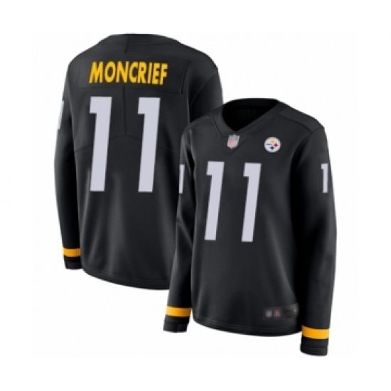 Women's Pittsburgh Steelers #11 Donte Moncrief Limited Black Therma Long Sleeve Football Jersey - Ujersey