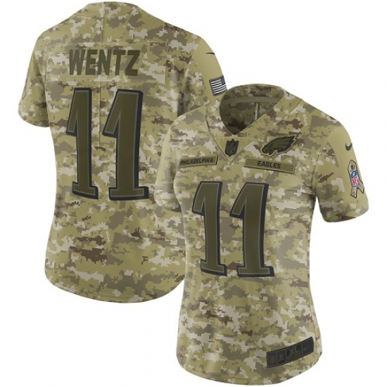 Women's Nike Philadelphia Eagles #11 Carson Wentz Limited Camo 2018 Salute to Service NFL Jersey - Ujersey