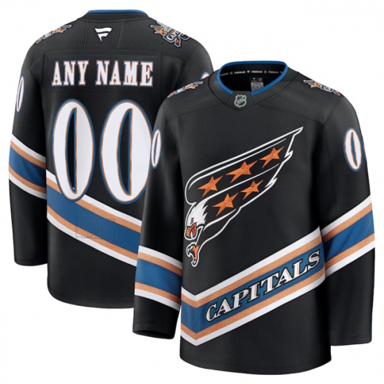 Men's Washington Capitals Active Player Custom Black 2024-25 Alternate Stitched Hockey Jersey - Ujersey