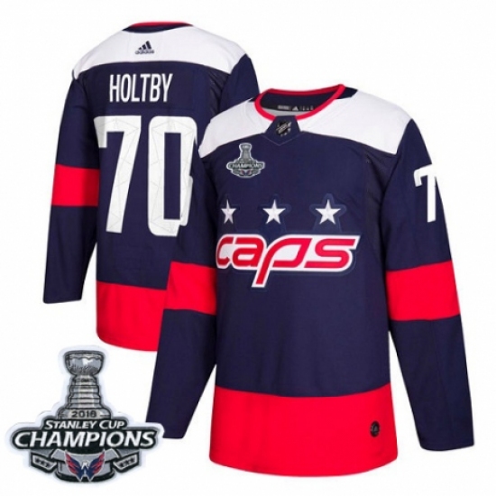 Men's Adidas Washington Capitals #70 Braden Holtby Authentic Navy Blue 2018 Stadium Series 2018 Stanley Cup Final Champions NHL Jersey - Ujersey