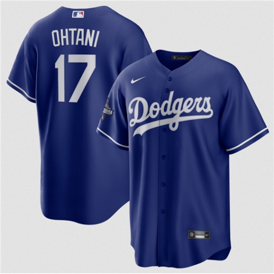 Men's Los Angeles Dodgers #17 Shohei Ohtani Blue 2025 World Series Champions Stitched Baseball Jersey - Ujersey