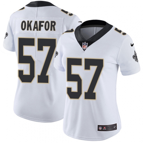 Women's Nike New Orleans Saints #91 Alex Okafor White Vapor Untouchable Limited Player NFL Jersey - Ujersey