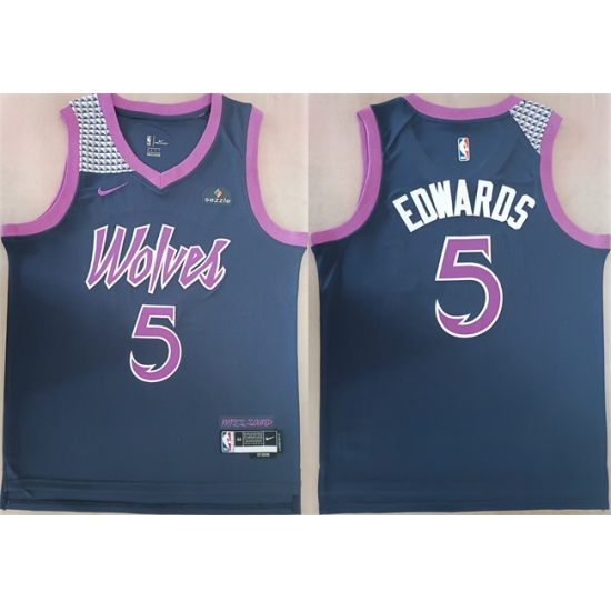 Men's Minnesota Timberwolves #5 Anthony Edwards Navy Stitched jersey - Ujersey