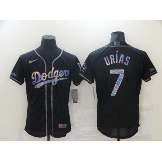 Men's Los Angeles Dodgers #7 Julio Urias Black 2021 Iridescent Logo Jersey Jersey - Ujersey