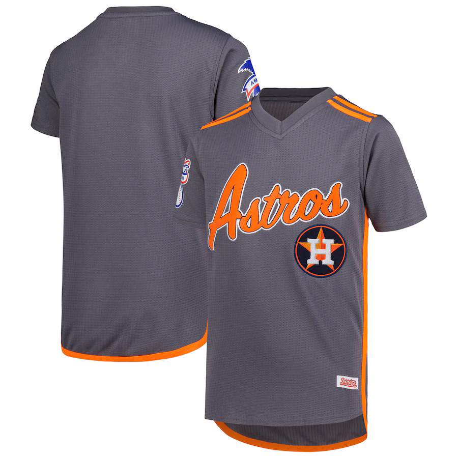 Youth Houston Astros Stitches Charcoal Team V-Neck Jersey - Ujersey NHL